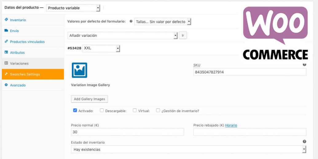 WooCommerce Variaciones de producto WooCommerce Variaciones de producto