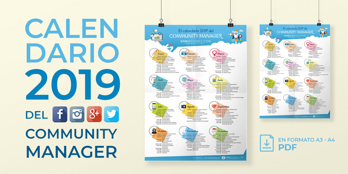 el calendario del community manager 2019 enricgomez blog el calendario 2019