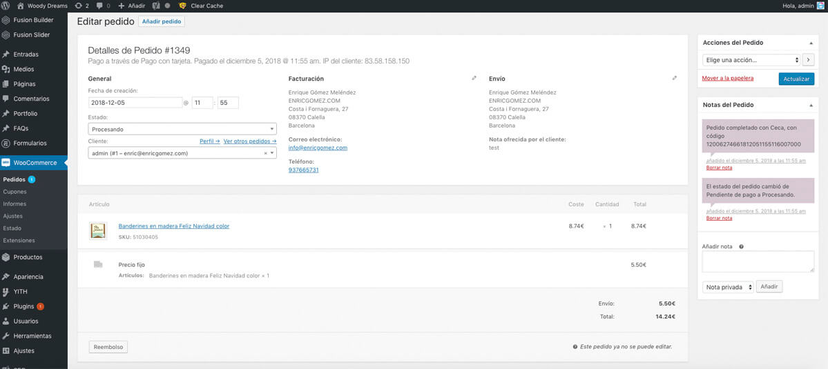 Gestión de pedidos en WooCommerce Gestión de pedidos en WooCommerce