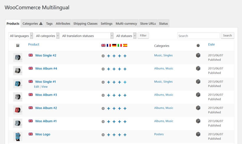 WooCommerce en varios idiomas